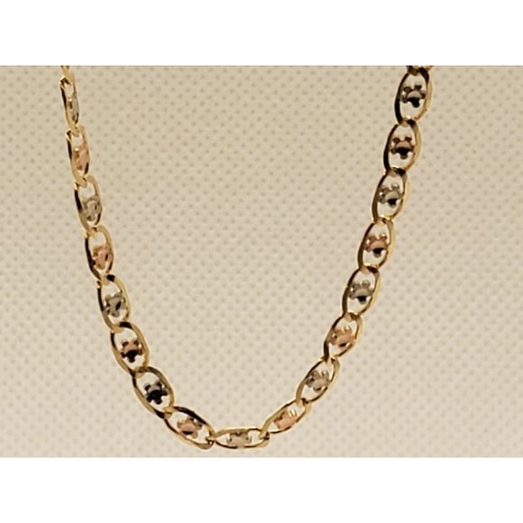 14k REAL GOLD Margarita Tricolor Chain 22" - Picture 14 of 15